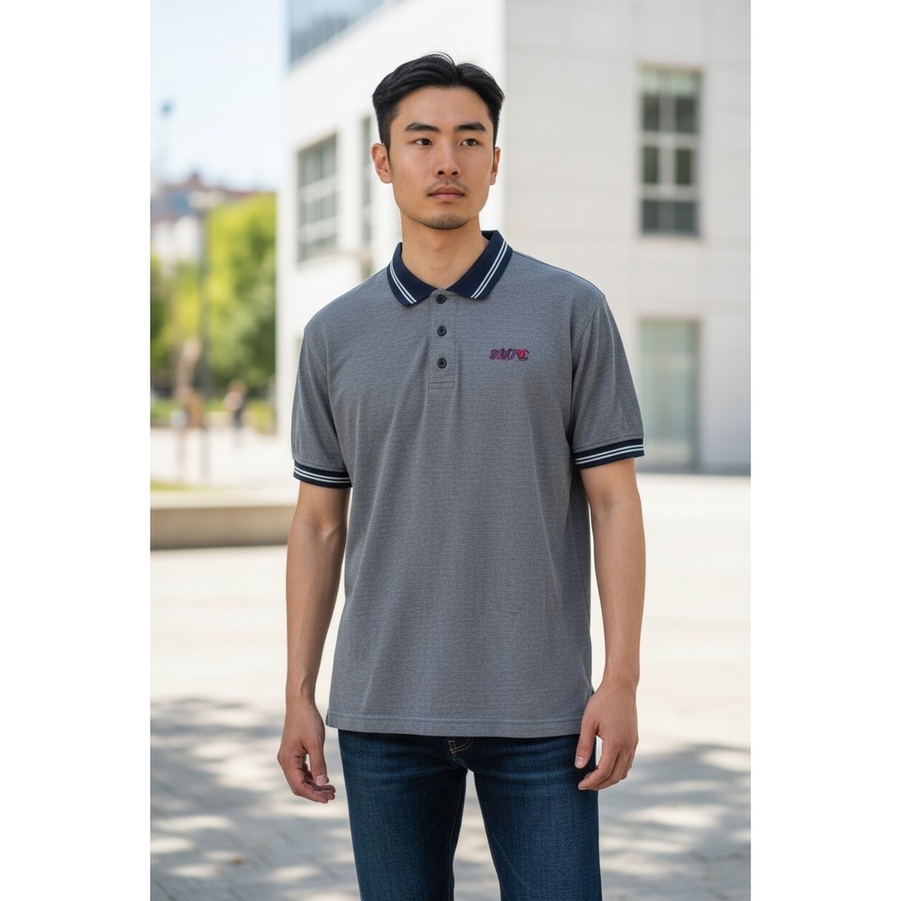 1111 Pro Celebrity SMU Mustangs Polo Shirt Mens XL Gray Cotton Short Sleeve Top